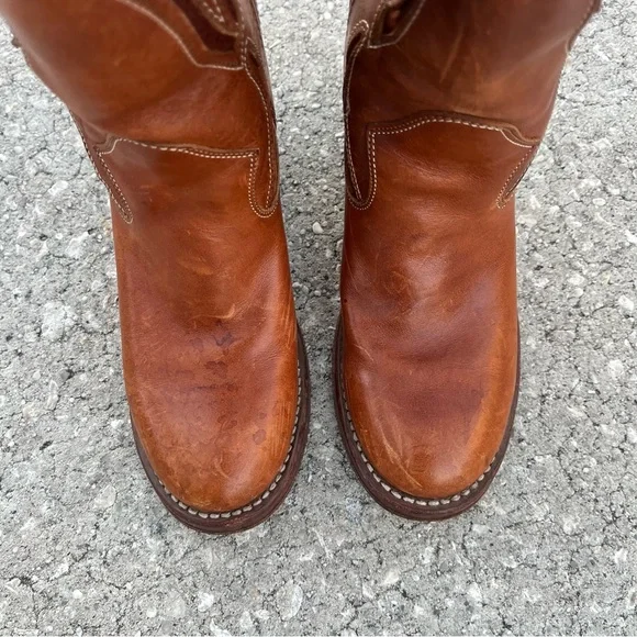 Vintage Frye Sabrina Floral Inlay Leather Boho Pull On Campus Boots Western - Picture 4 of 10